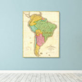 Kaart van Zuid-Amerika 3 Canvas Afdruk (Insitu (Houten vloer))