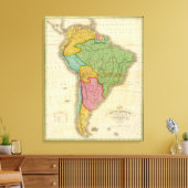 Kaart van Zuid-Amerika 3 Canvas Afdruk (Insitu (Woonkamer))