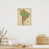 Kaart van Zuid-Amerika 4 Poster (Keuken)
