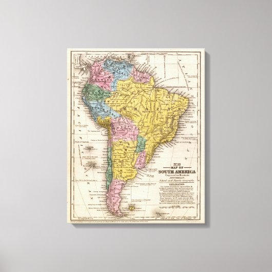 Kaart van Zuid-Amerika 5 Canvas Afdruk (Voorkant)