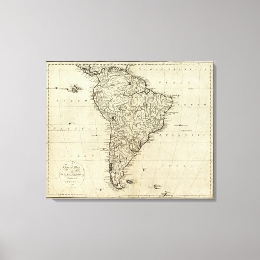 Kaart van Zuid-Amerika Canvas Afdruk (Voorkant)