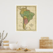 Kaart van Zuid-Amerika door Finley 1826 Poster (Keuken)