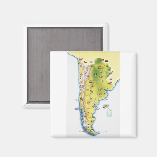 Kaart van Zuid-Amerika Magneet (Voorkant / Achterkant)