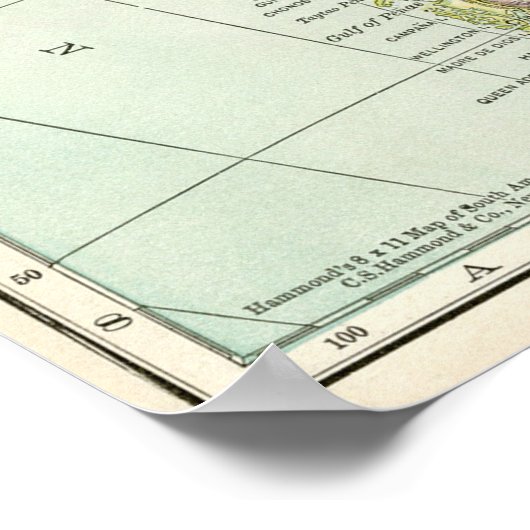 kaart van Zuid-Amerika Poster (Hoek)