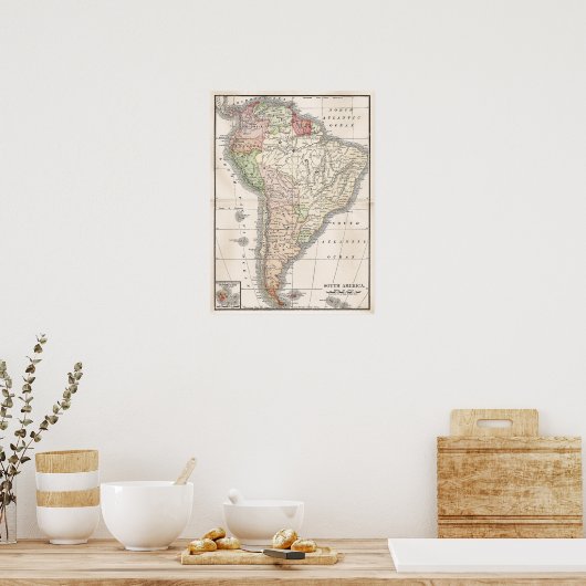  kaart van Zuid-Amerika Poster (Keuken)