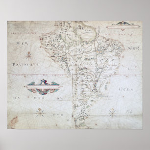 Kaart van Zuid-Amerika Poster