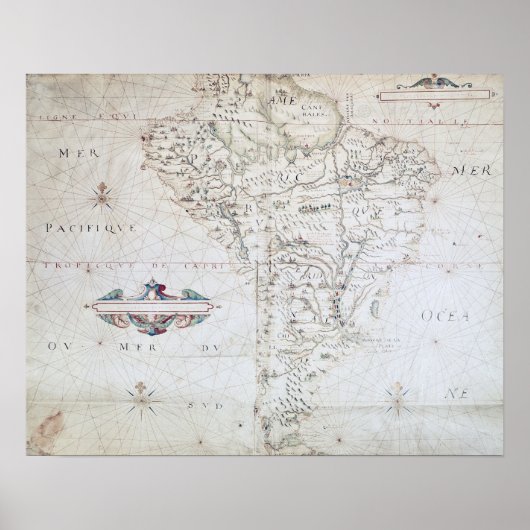 Kaart van Zuid-Amerika Poster (Voorkant)