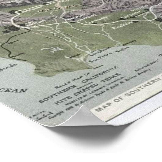  kaart van Zuid-Californië vanaf 1898 Canva Poster (Hoek)