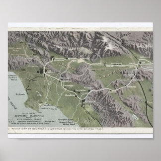 kaart van Zuid-Californië vanaf 1898 Canva Poster