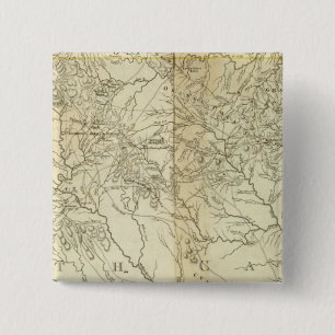 Kaart van Zuid- en Noord-Carolina Vierkante Button 5,1 Cm