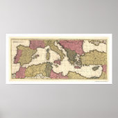 Kaart van Zuid-Europa en het Middellandse-Zeegebie Poster (Voorkant)