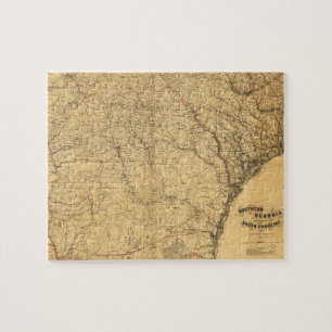 Kaart van Zuid-Georgië en deel van South Carolina Legpuzzel