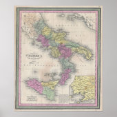  kaart van Zuid-Italië (1853) Poster (Voorkant)