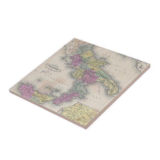  kaart van Zuid-Italië (1853) Tegeltje (Zijkant)