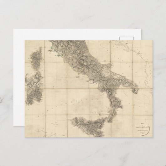 Kaart van Zuid-Italië en aangrenzende kusten (Voorkant / Achterkant)