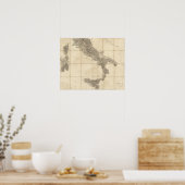 Kaart van Zuid-Italië en aangrenzende kusten Poster (Keuken)