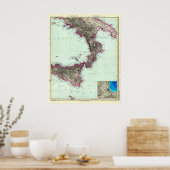 Kaart van Zuid-Italië en Malta (1891) Poster (Keuken)