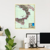 Kaart van Zuid-Italië en Malta (1891) Poster (Thuiskantoor)