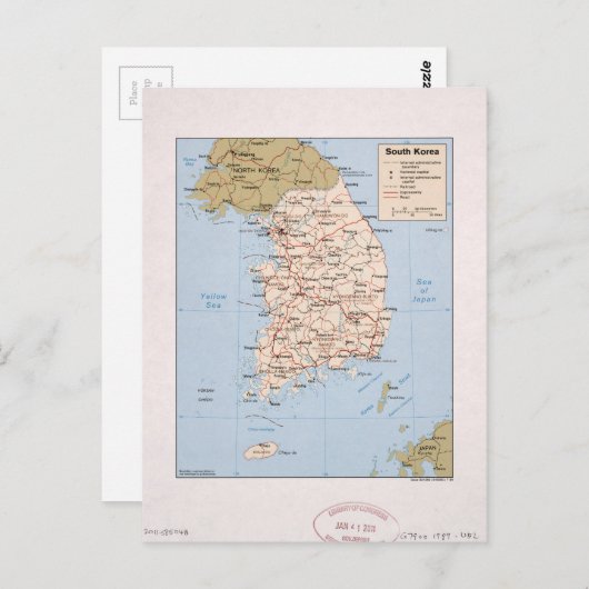 Kaart van Zuid-Korea (1989) (Voorkant / Achterkant)