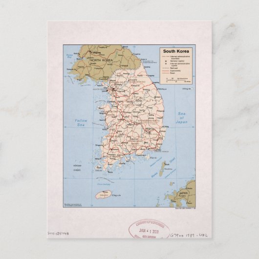 Kaart van Zuid-Korea (1989) (Voorkant)
