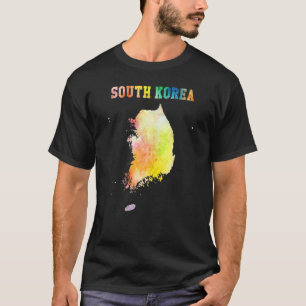 Kaart van Zuid-Korea Colorful Map Waterverf Illust T-shirt