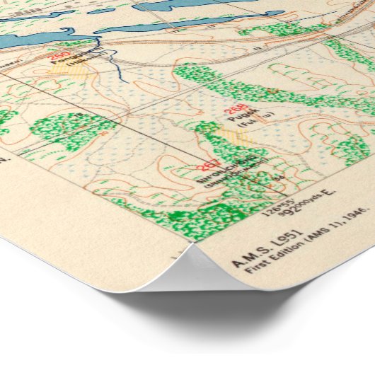  kaart van Zuid-Korea in Seoel (1946) Poster (Hoek)