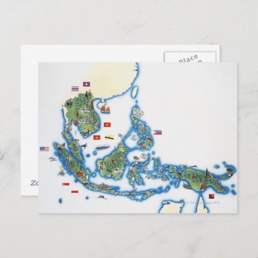 Kaart van Zuidoost-Azië (Voorkant / Achterkant)