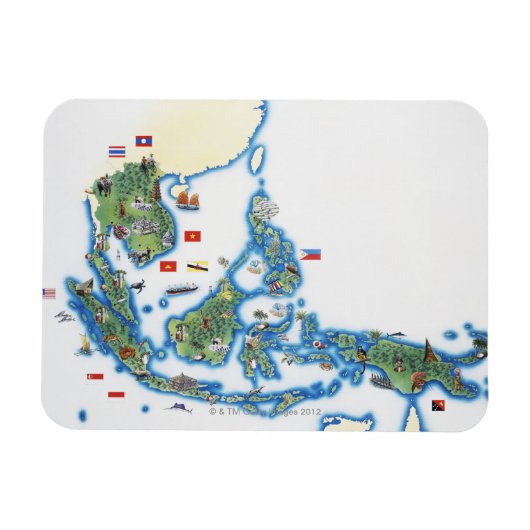 Kaart van Zuidoost-Azië Magneet (Horizontaal)