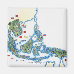 Kaart van Zuidoost-Azië Magneet