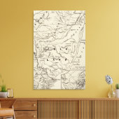 Kaart van Zululand met de aangrenzende grenzen 2 Canvas Afdruk (Insitu (Woonkamer))