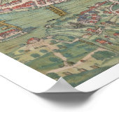 Kaart van Zürich, van "Civitates Orbis Terrarum" d Poster (Hoek)