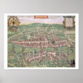 Kaart van Zürich, van "Civitates Orbis Terrarum" d Poster (Voorkant)