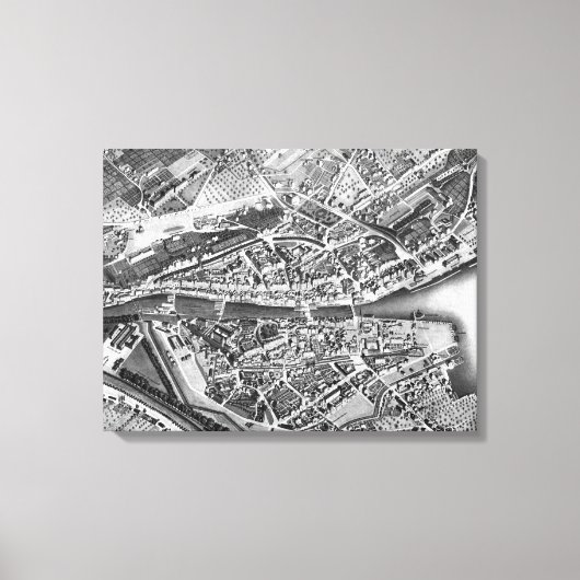 kaart van Zürich Zwitserland (1850) Canvas Afdruk (Voorkant)