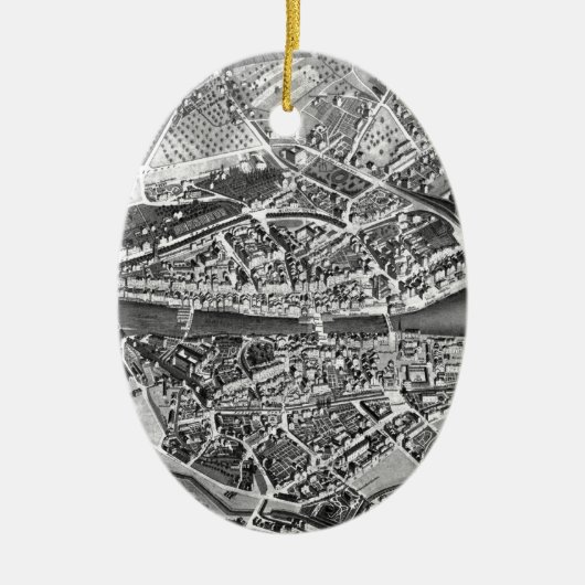  kaart van Zürich Zwitserland (1850) Keramisch Ornament (Voorkant)