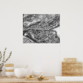  kaart van Zürich Zwitserland (1850) Poster (Keuken)