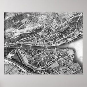  kaart van Zürich Zwitserland (1850) Poster