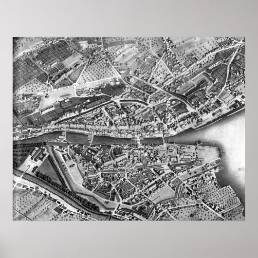  kaart van Zürich Zwitserland (1850) Poster (Voorkant)