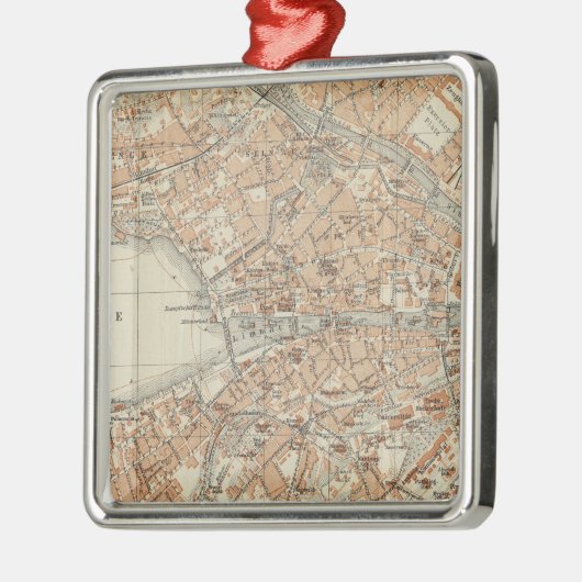  kaart van Zürich Zwitserland (1913) Metalen Ornament (Links)