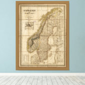 Kaart van Zweden en Noorwegen (1847) Canvas Afdruk (Insitu (Houten vloer))