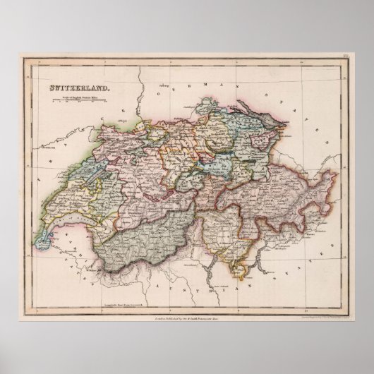 kaart van Zwitserland (1832) Poster (Voorkant)
