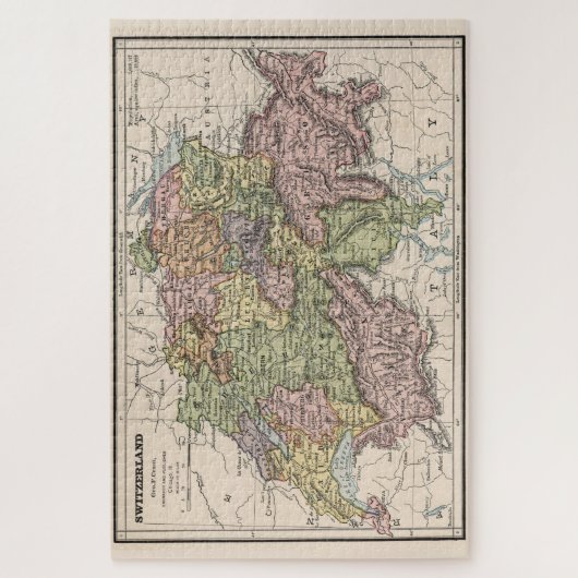 kaart van Zwitserland (1882) Legpuzzel (Verticaal)