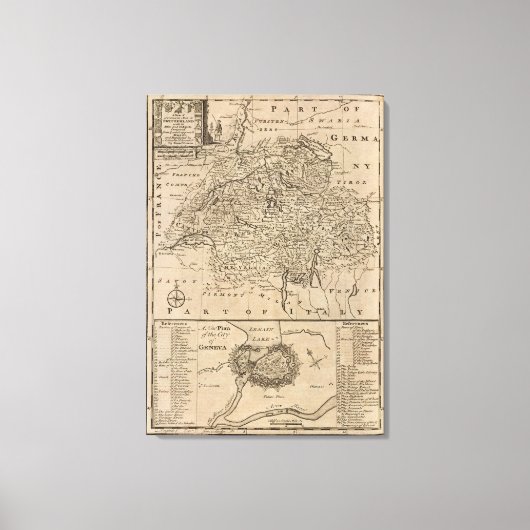 Kaart van Zwitserland Canvas Afdruk (Voorkant)