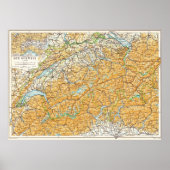 Kaart van Zwitserland Gepubliceerd in 1913 Baedeke Poster (Voorkant)