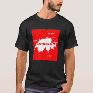 Kaart van Zwitserland in vlagkleuren. Buurland T-shirt