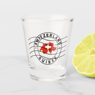 Kaart van Zwitserland, poststempel Shot Glas