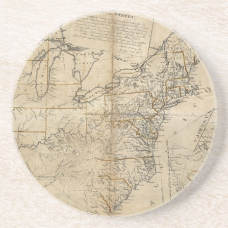 KAART: Verenigde Staten, 1783 Zandsteen Onderzetter