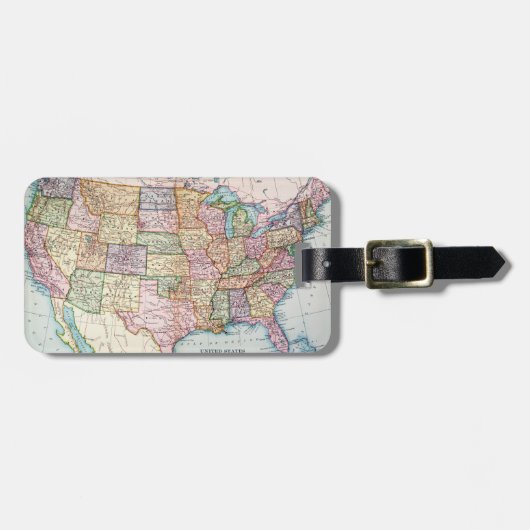 Kaart: Verenigde Staten, 1905 Bagagelabel (Voorkant horizontaal)