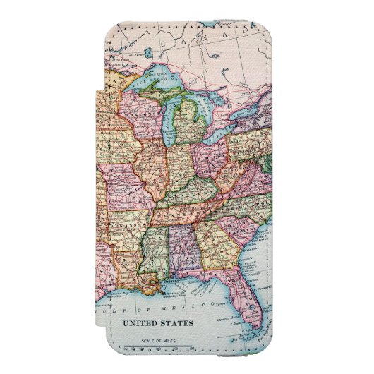 Kaart: Verenigde Staten, 1905 Incipio iPhone Portemonnee Hoesje (Voorkant Agenda)