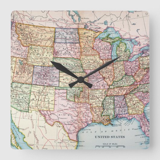 Kaart: Verenigde Staten, 1905 Vierkante Klok (Voorkant)