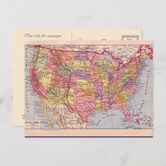  kaart, Verenigde Staten rond 1920 Briefkaart (Voorkant / Achterkant)